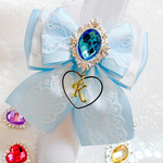 デザインE  ♡キンブレリボン♡ ライトブルー×ホワイト  センターパーツ＆イニシャル変更可能