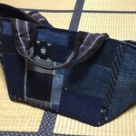木綿の絣の着物から、パッチワークのビッグバッグ