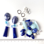 *1点限定* /ビーズ アソート/ ハンドメイド パーツ ビーズ アクリル 変形パーツ 大ぶり カボション ブルー系 a-78