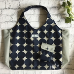 ナイロンエコバッグ　クラウンドット(ネイビー×ライトグレー)Lサイズ
