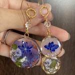 アシメ押し花ピアス［送料無料］