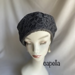 🌟capella🌟 総レース刺繍　チャコールグレーのベレー帽　ギフトにも