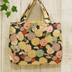SALE!　1,000円→500円　 巾着つきミニバッグ　濃紺に菊の和柄