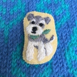 シュナウザー刺繍ブローチ