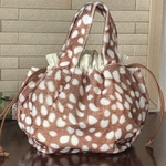 フェイクファーバンビ柄バッグ☆ ランチバッグ☆キルティングバッグ☆巾着バッグ☆秋冬バッグ