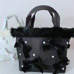 新作♡ ベロアリボン　パール付　トートバッグ　ファーバッグ　秋　冬　クリスマス