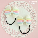 リボンヘアゴム　キッズ　虹×アイボリー