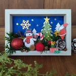 クリスマスリース　クリスマスイブの立体絵画