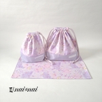 【mariko0328様専用】星空とユニコーン柄ラベンダー お弁当袋&コップ入れ(巾着袋)&ランチョンマット2枚 4点セット