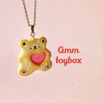 【ネックレス】真っ赤なハートのくまクッキー