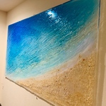 N.Shib様専用　壁飾りアートパネル エメラルドブルーの海と砂浜 天国に一番近い島 と光るビーチ90×45