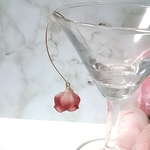 花びらのロングピアス・ワイン　＃1165