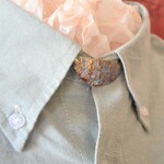 「L b u・月の青・a」メンズ・純チタン製シャツやカーディガンに使えるマント留め