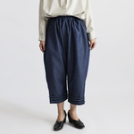 ●最終ＳＡＬＥ●８０ｃｍ丈『大人甘めのふりフリル小花パンツ』 コットン１００％甘織デニムＤＥＮＩＭ 低身長さんにもH79