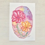 🌸透明水彩画「flower」 イラストポストカード2枚セット　花　ピンク　メッセージカード　バースデーカード🌸