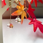 紅葉のチェコガラス　イヤリング/ピアス