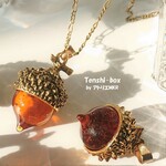 ﾘﾆｭｰｱﾙ 再販×3【 どんぐりの ロング ペンダント（金古美）】 ～ 森の木の実のアクセサリー シリーズ ～ 秋  冬・ガラス