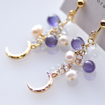 月の光ピアスorイヤリング- ﾀﾞｰｸﾊﾟｰﾌﾟﾙ -