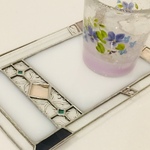《一点物》上品な淡色トレイ * ステンドグラス * ティートレイ *マネートレイ* アクセサリートレイ