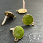 〔2ペア〕 スタッドピアス　 カン付き　グリーン