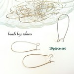 【プラチナメッキ】ピアス金具  キドニーフック  33×14ｍｍ  10個(5ペア)セット