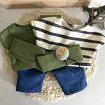ボーダー／モスグリーントップス&デニムパンツ&ヘアアクセ2個セット ＊メルちゃん ソランちゃんの服＊