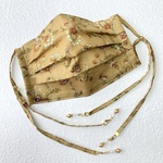 NEW⭐️ロング リボンマスク 【花柄　花更紗グリーン】（ノーズワイヤー、フィルターポケット付きマスク　不織布マスクカバーにも）