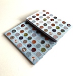 金襴織物御朱印帳　B6 大判サイズ　12x18cm　#1 金魚　水色　青　マルチカラー　カラフル　渦巻き　水草　蛇腹御朱印帳　御朱印帳　ファブリック　テキスタイル　金襴生地　織物　生地　布