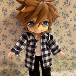ロングシャツパーカー （紺色ブロックチェック）オビツ１１服 ねんどろいどどーる