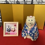 [再販] しろくま貯金箱  ひな祭り お雛様額　リバーシブルお着物