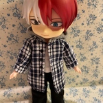 ロングシャツパーカー （紺色チェック）オビツ１１服 ねんどろいどどーる