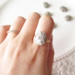 【フォシルコーラル】ワイヤーラップ＊ボリュームリング