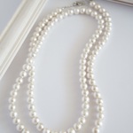 ホワイト  コットンパールのロングネックレス(8mm)