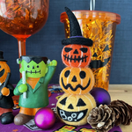 羊毛フェルト☆ハロウィン置物　3連ジャックオランタン①