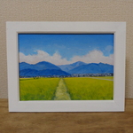 油絵原画『緑の田園』　額縁付き