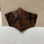 ［送料無料］マスク大人用　ビンテージ浴衣生地柿渋染め