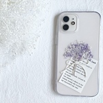 スマホケース　iPhoneケース　かすみ草ドライフラワー　ミニブーケ　ハンドメイド