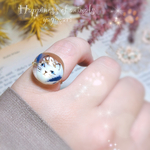 リング💍ガラス製カボション❤️ねこちゃんペイント😽猫好きのための大人可愛いアクセサリー🐾❤️