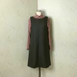 グレー・ウールポリ　前ファスナーＡラインジャンパースカート（シームポケット）11号　100