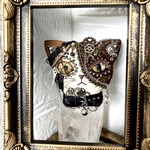 フェイクレザー猫ブローチ スチパン三毛猫