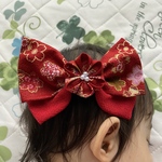 ベビー・キッズヘアクリップ(和　つまみ細工　お花)