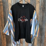 【リメイク】ブラック&ストライプトップス