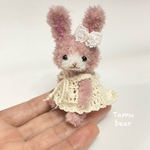 ミニチュア モールアート ニットワンピのうさぎちゃん テディベア Tamubear