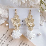 ♢flowergold×pearlピアス/イヤリング♢　サージカルステンレス/シリコンカバー/k16gp