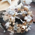 クリスマスリース(14.5cm)＊掌の上のwhiteノーチェ＊ホワイトリース・ボタニカルリース・木の実リース・ナチュラルリース・アンティークリース