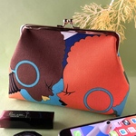 カラフルアフロガール柄 化粧ポーチ プチギフト など マチ付き 可愛い がま口ポーチ USAコットン