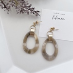 グレージュ×ゴールド フープピアス イヤリング