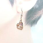 （送料無料）キュービックジルコニアのハートチャームのピアス　※マスクチャーム・イヤリン・に変更可能