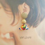 <再販>オルテガ柄のインド刺繍リボン ピアス /イヤリング