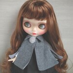 474.※冬服※グレーのあったかポンチョ※ブライスアウトフィット※1/6ドール